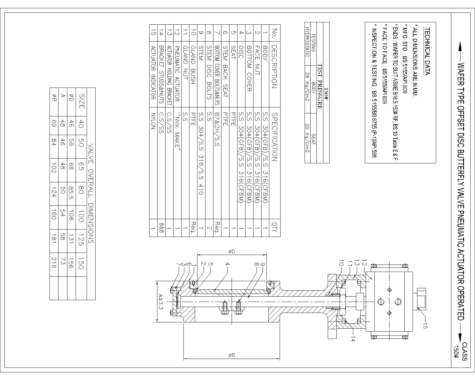 Pneumatic Actuator Operated Butterfly Valve