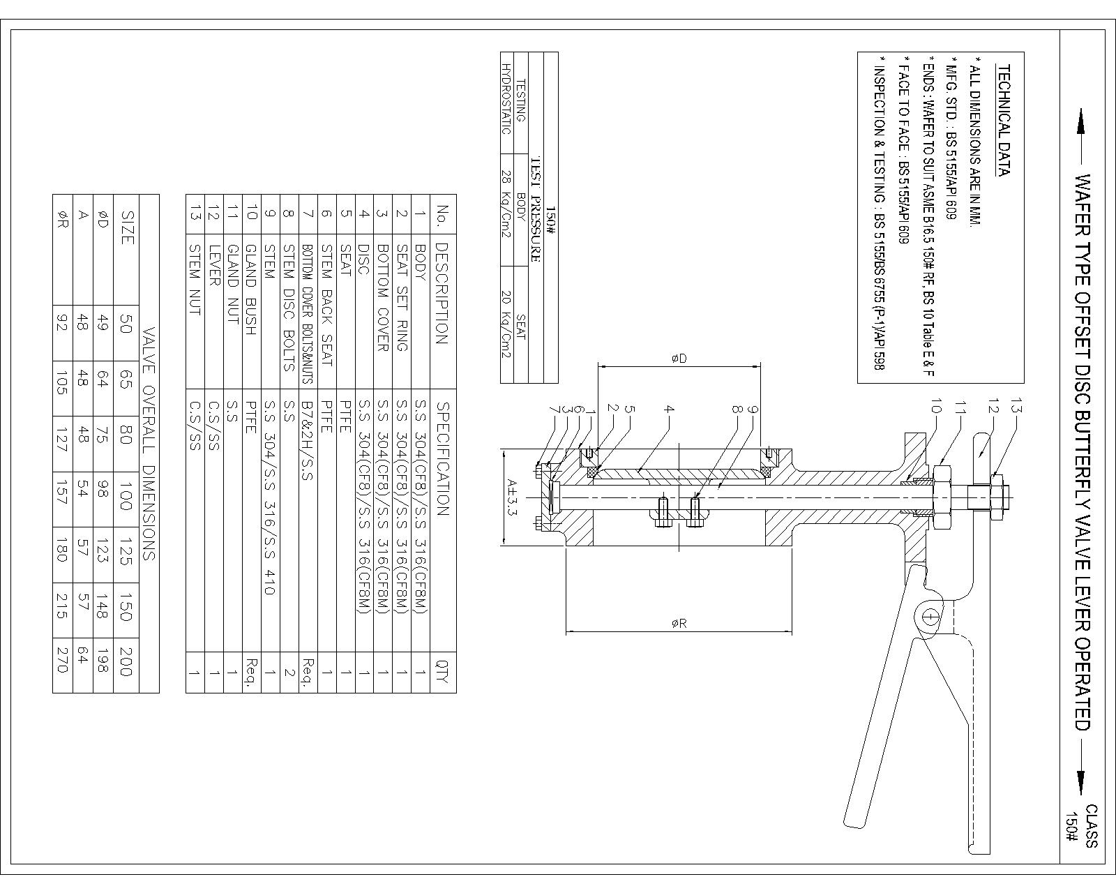 Wafer Design Butterfly Valve